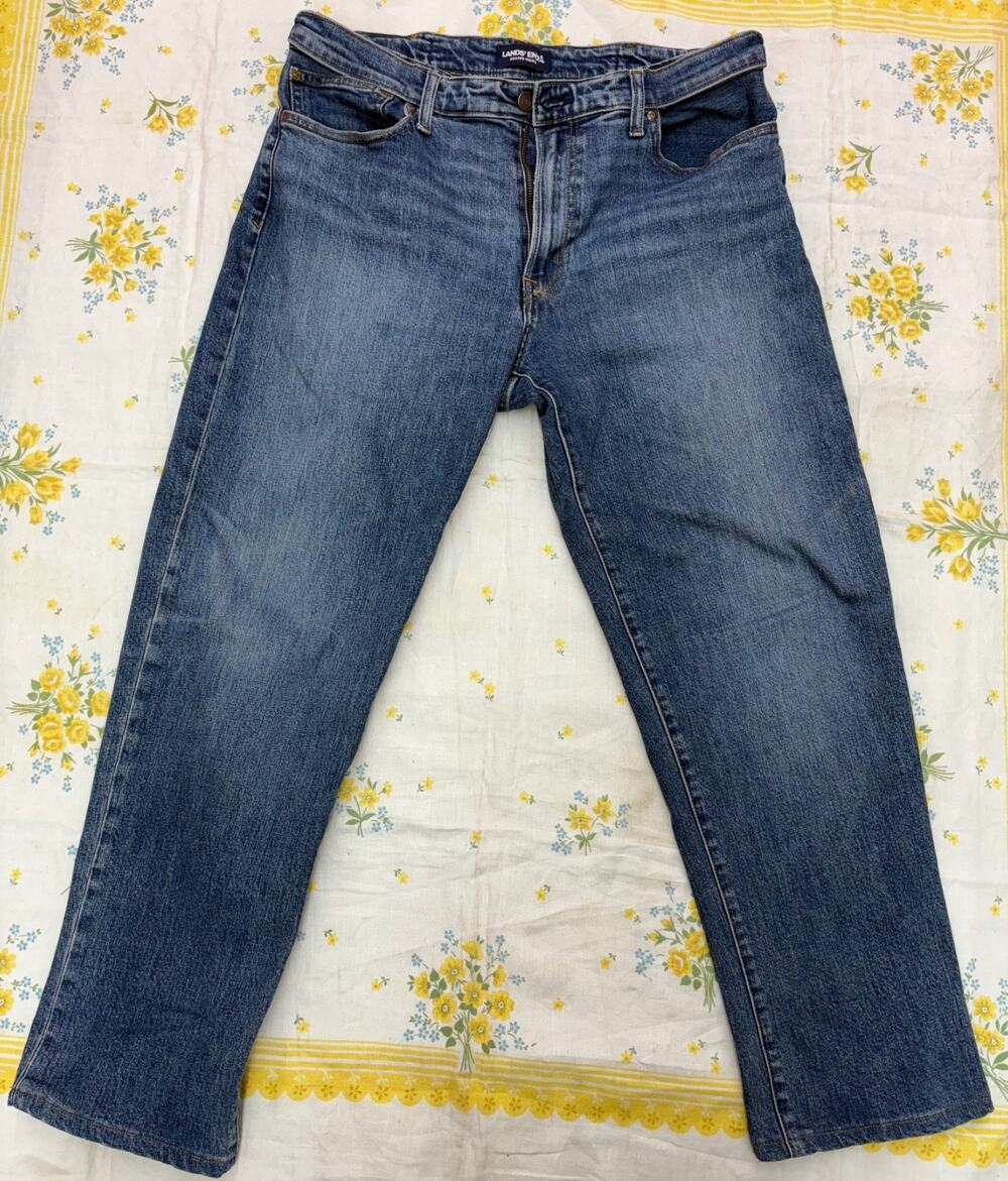 Lands End Square Rigger Jeans Mens 37 Blue Traditional Fit Denim